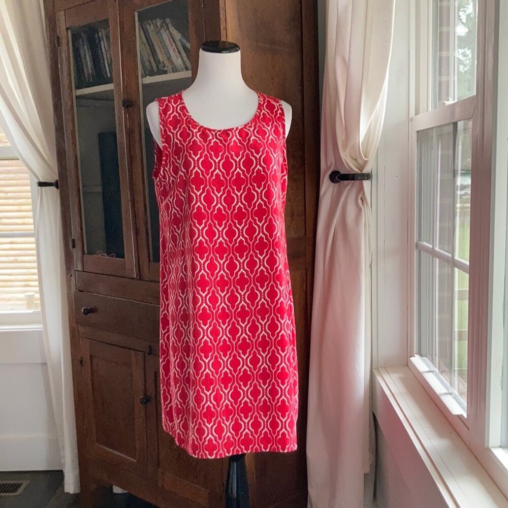 Miami Red & White Shift Dress, Size M